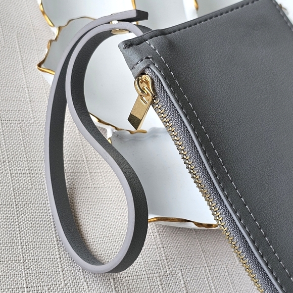 Zara Small Gray Skinny Wristlet Women's Coin Wallet - Picture 6 of 10